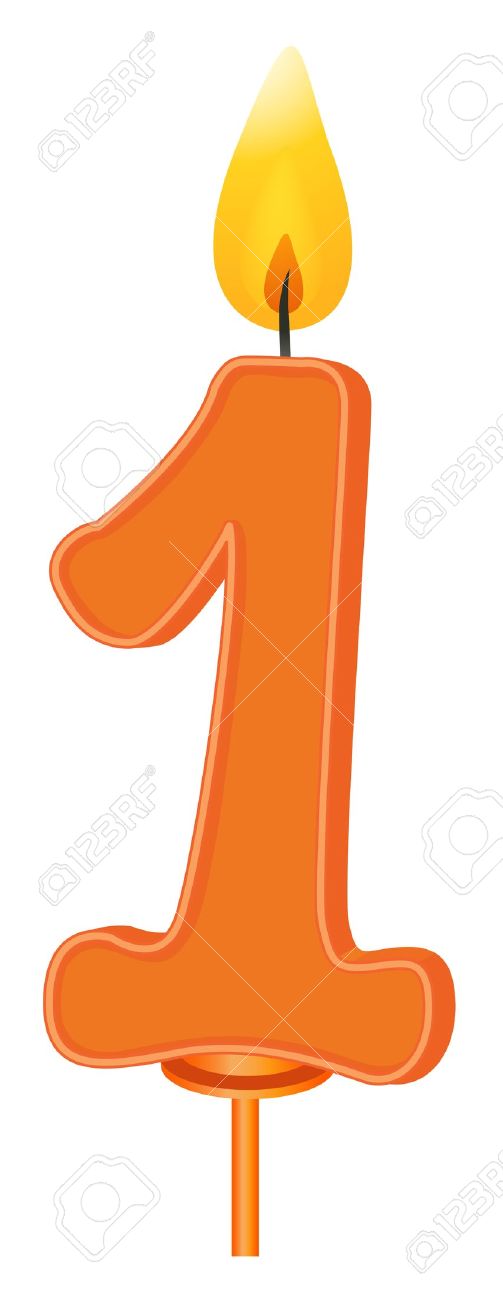 Candle clipart vector. Orange number pencil and