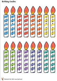 Printable for birthday display. Candles clipart bulletin board