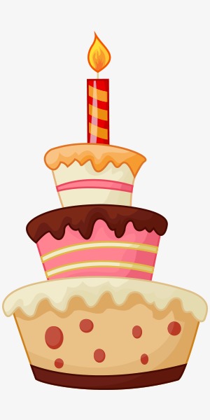 Cartoon birthday cake decorative. Candles clipart cute