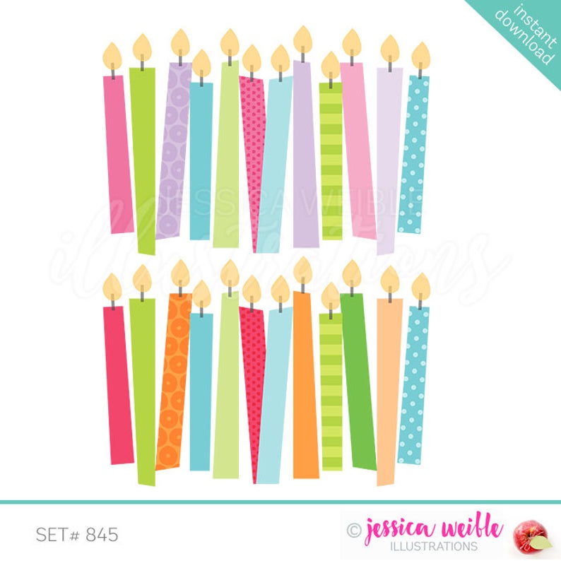 Birthday group digital candles. Clipart candle cute