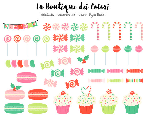 Candy clipart cute. Christmas digital graphics png