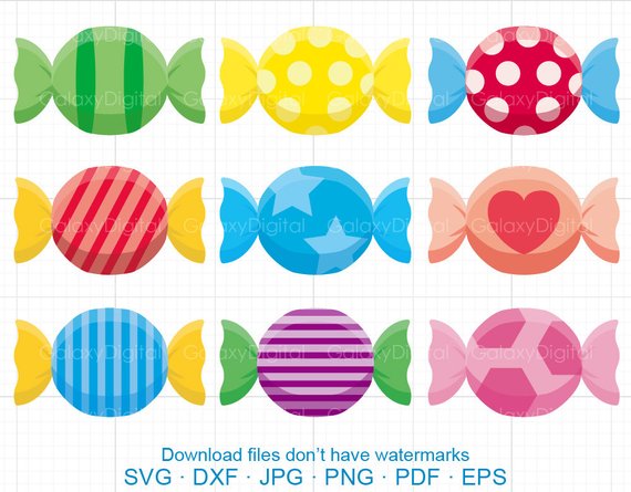 Svg sweets dxf silhouette. Candy clipart cute