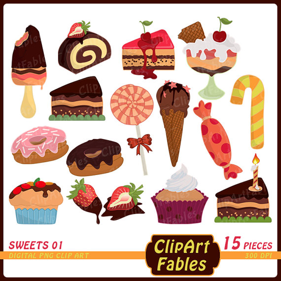 Pencil and in color. Candy clipart sweet food
