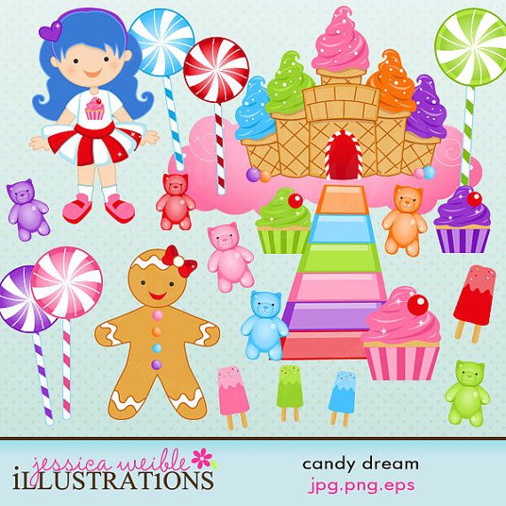 Candy dream digital clip. Candyland clipart cute