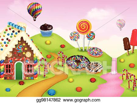 Eps vector with house. Candyland clipart gingerbread
