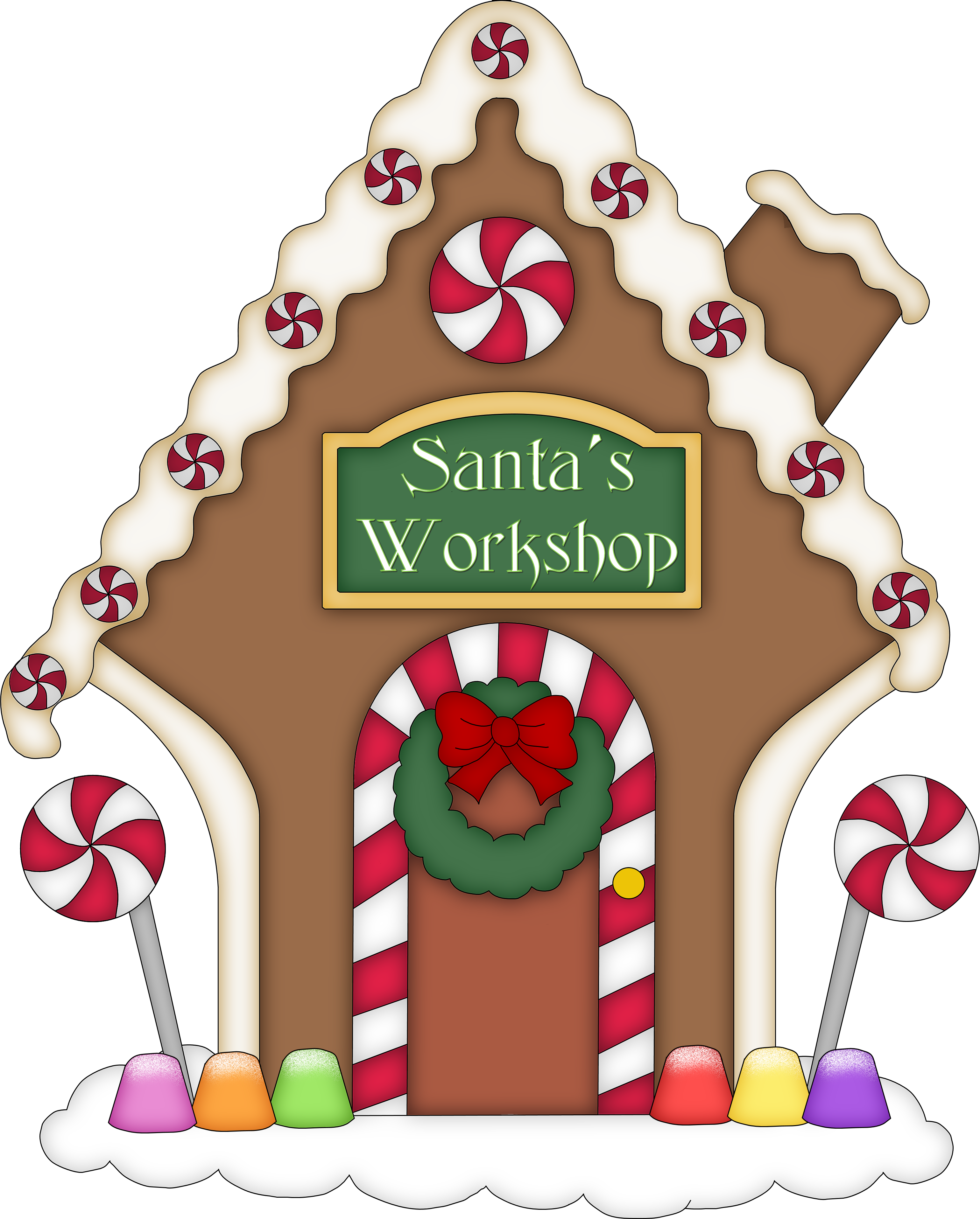 Gingerbread house clip art. Grinch clipart outfit santa