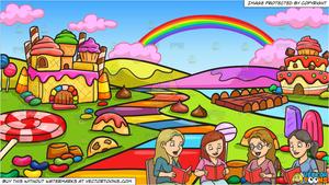Candyland clipart path. A woman in book