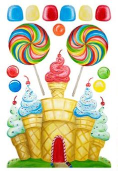 Cotton candy land castle. Candyland clipart pathway