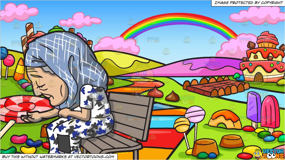 An old homeless woman. Candyland clipart person