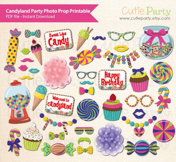 Candyland clipart theme. Party photo booth prop