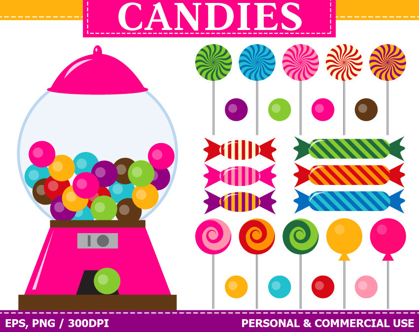 Digital candies clip art. Candyland clipart vector