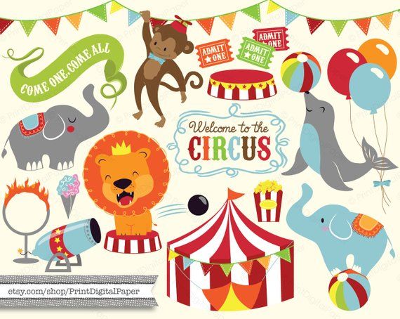 Cannon clipart cute. Baby circus digital clip