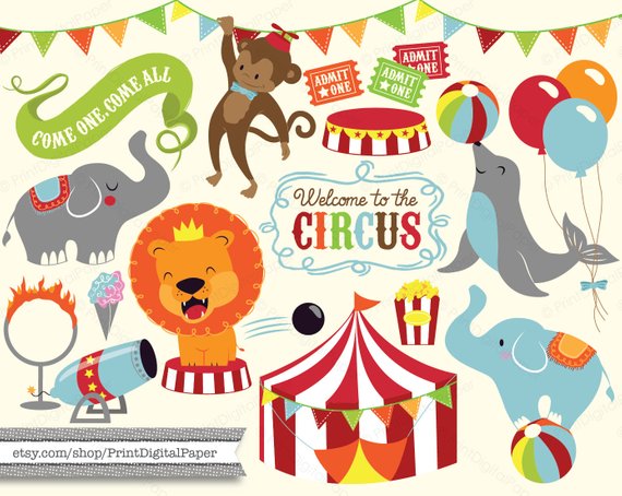 Baby circus digital clip. Cannon clipart cute