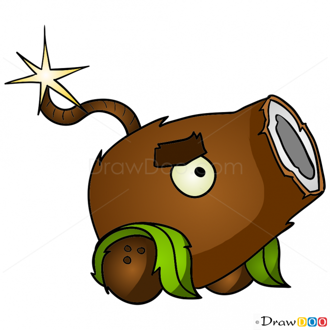 How to coconut plants. Cannon clipart easy draw