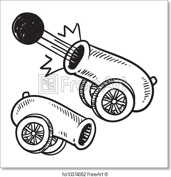 Free art print of. Cannon clipart sketch