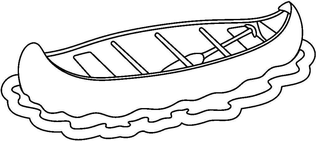 canoe clipart black and white