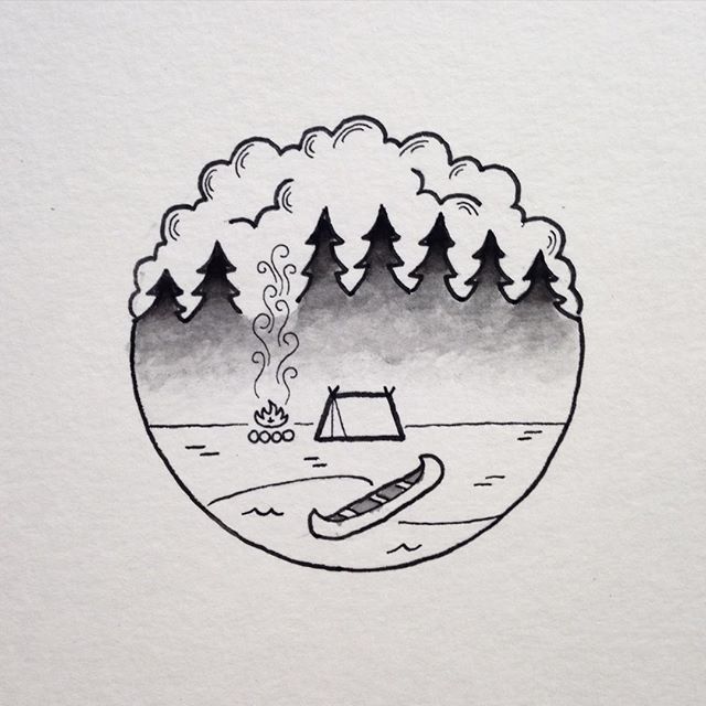 canoe clipart sketch