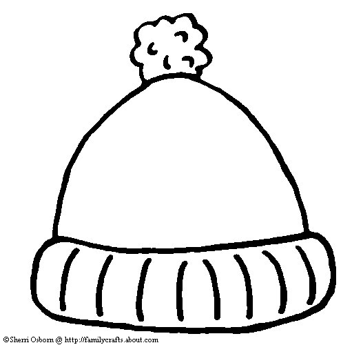 Cap clipart colouring. Winter hat pattern printables