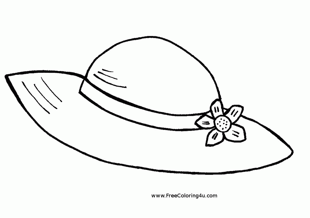 Cap clipart colouring page. Free printable top hat