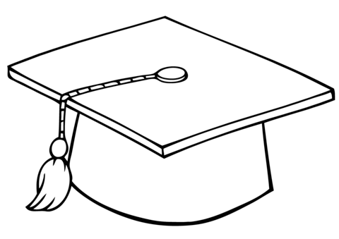 Cap clipart colouring page. Graduate coloring free printable