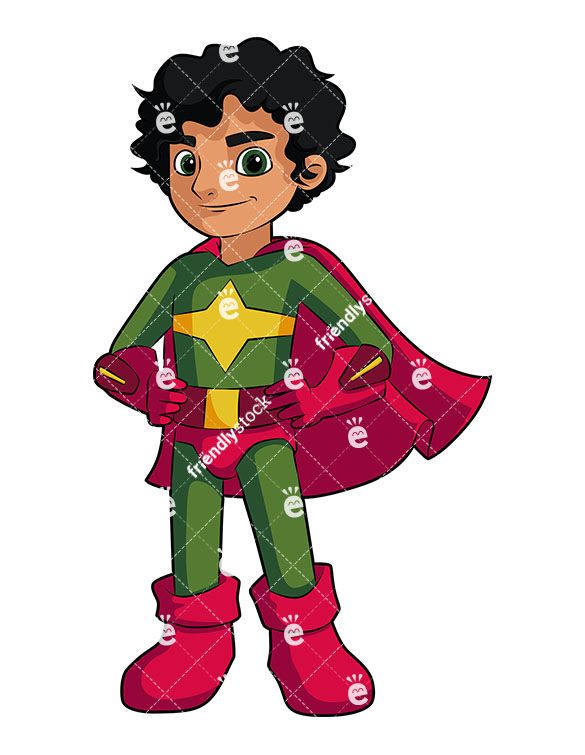 A little boy superhero. Cape clipart vector