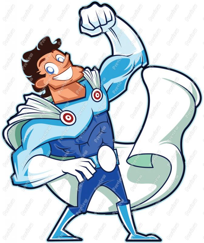 Muscular superhero guy with. Cape clipart vector