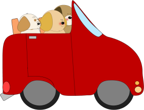 Dogs driving a clip. Car clipart cute