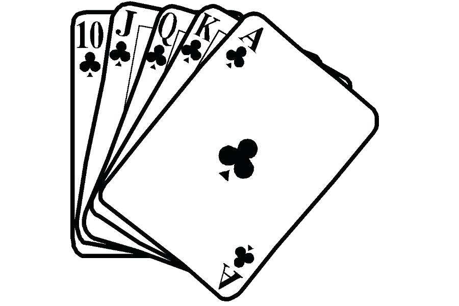 Card clipart card game. Playing cards black white