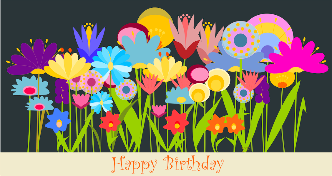 Card clipart flower. Free printable happy birthday