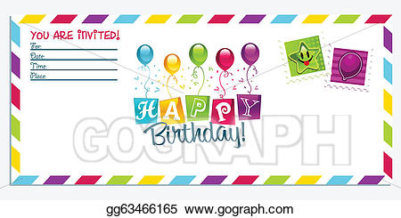 Invitation clipart invitation card. Vector stock happy birthday