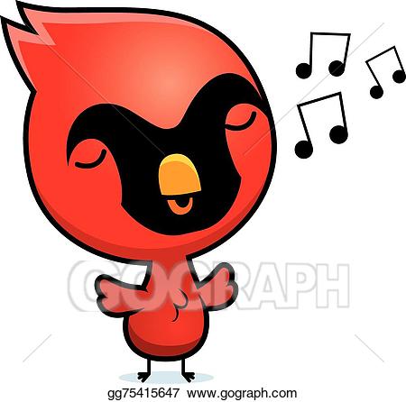 Eps vector cartoon singing. Cardinal clipart baby