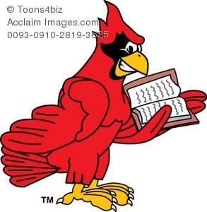 Reading . Cardinal clipart cartoon