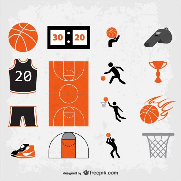 S mbolos de basquete. Cards clipart basketball