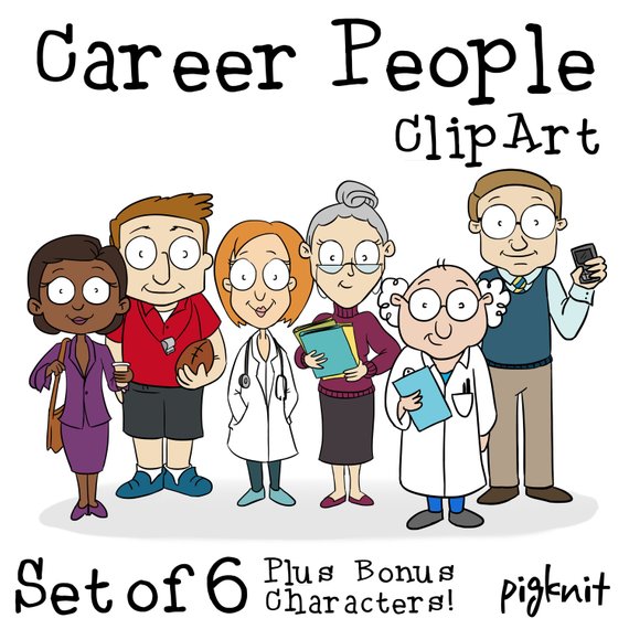 Career clipart character. Cartoon people printable digital