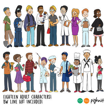 Bundle characters in color. Career clipart character