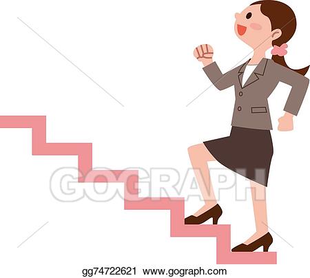 Vector art business woman. Careers clipart stair
