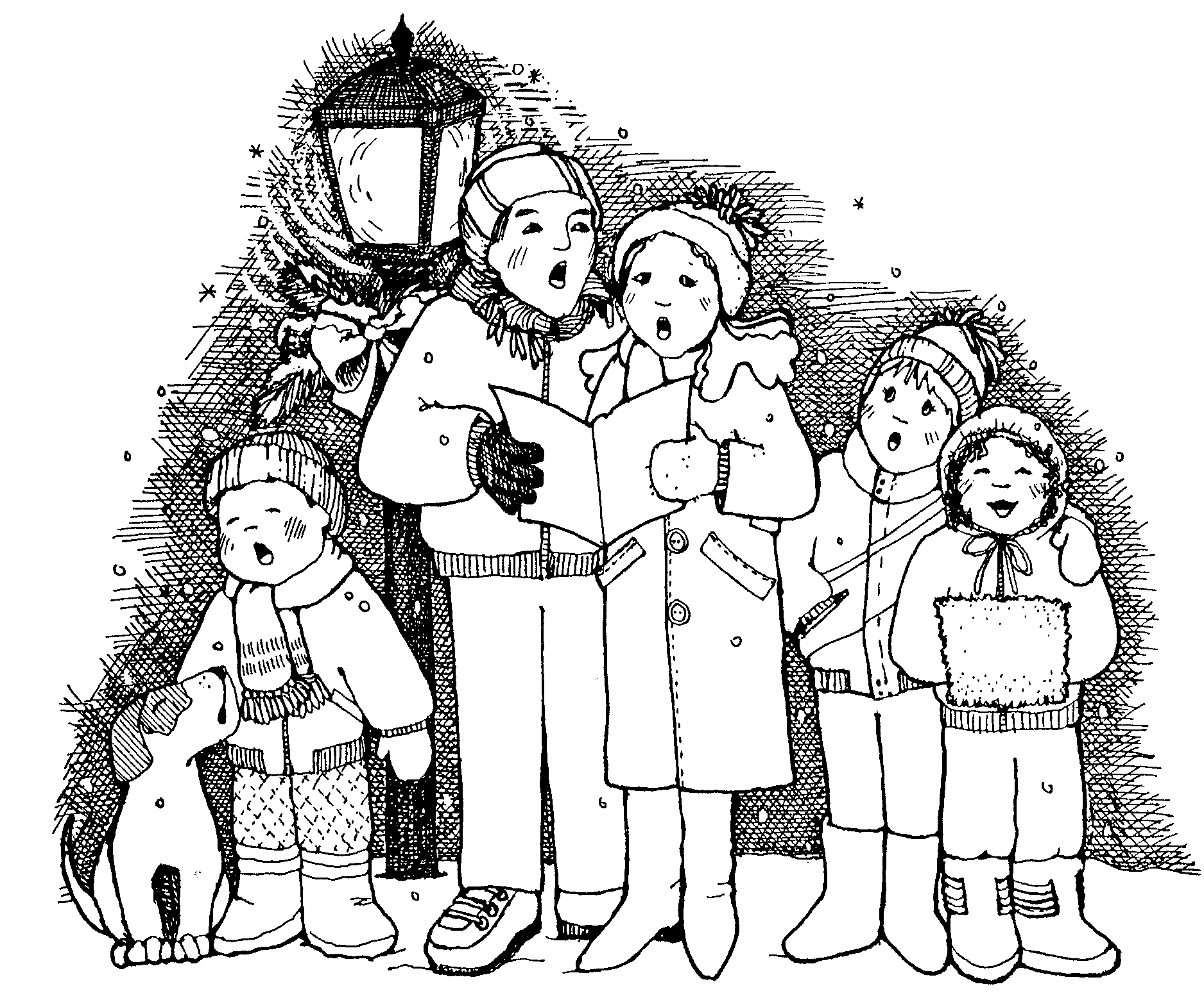 Carolers google search baby. Caroling clipart black and white