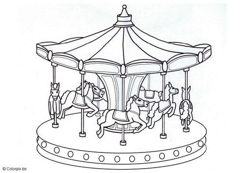 carousel clipart black and white