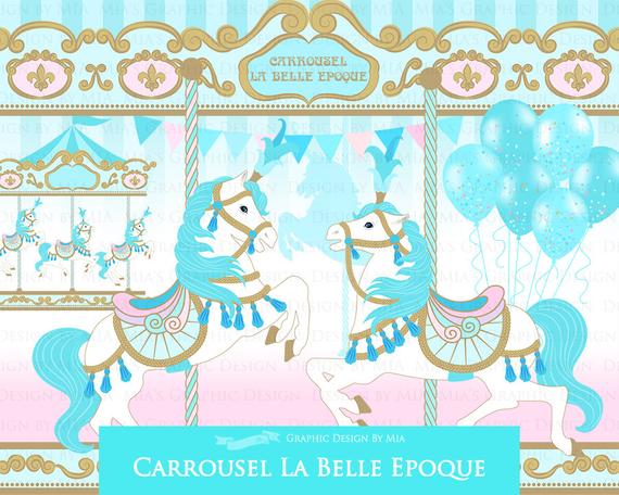 Carousel clipart carrousel. Merry go round blue