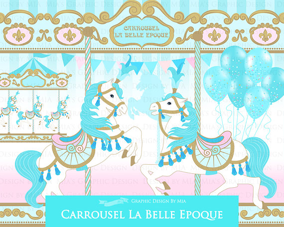 Merry go round blue. Carousel clipart carrousel