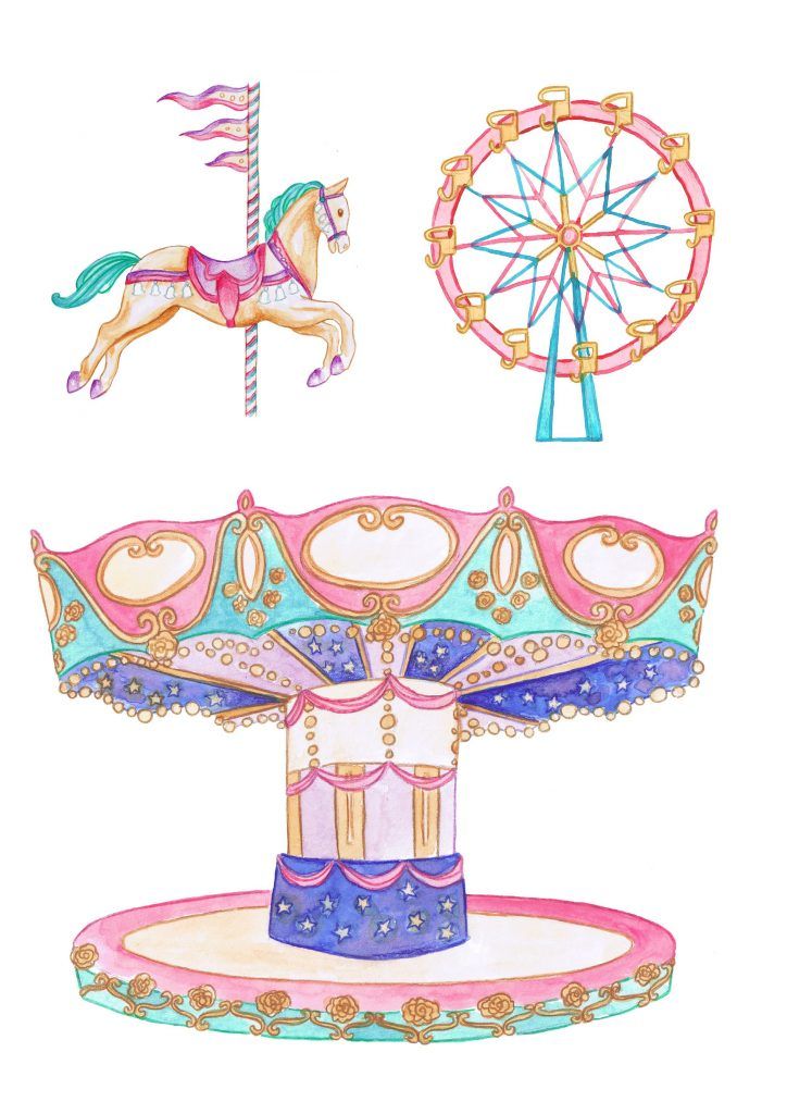 Carousel clipart fairground. Free printables from papercraft