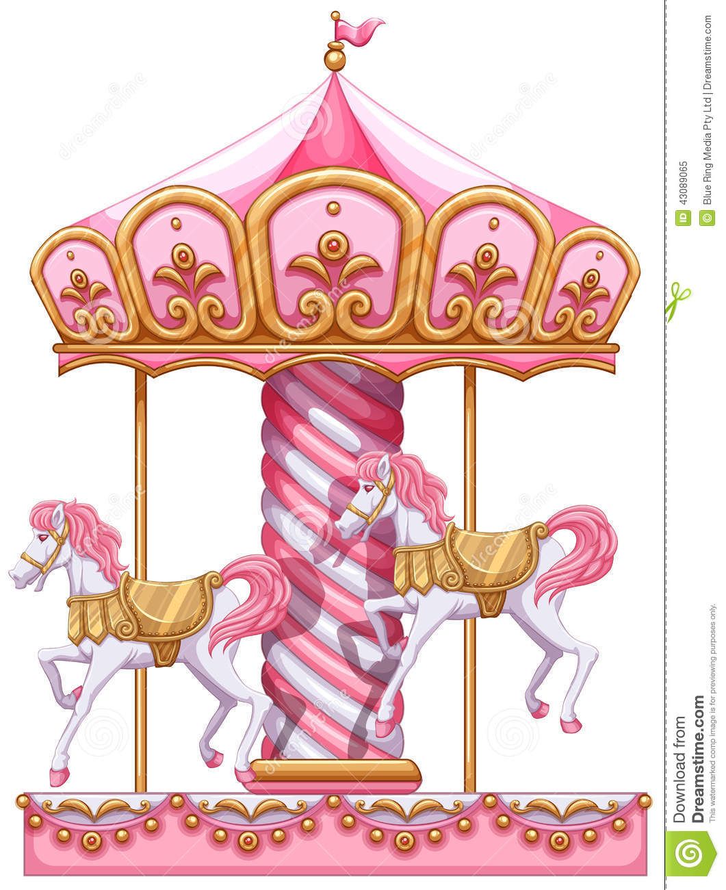 carousel clipart pink gold