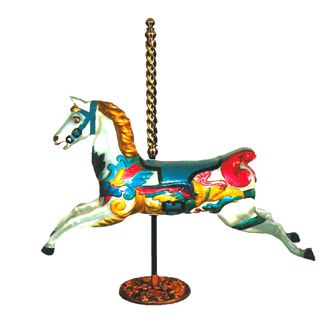 Carousel clipart pole. Genuine horses with twisted