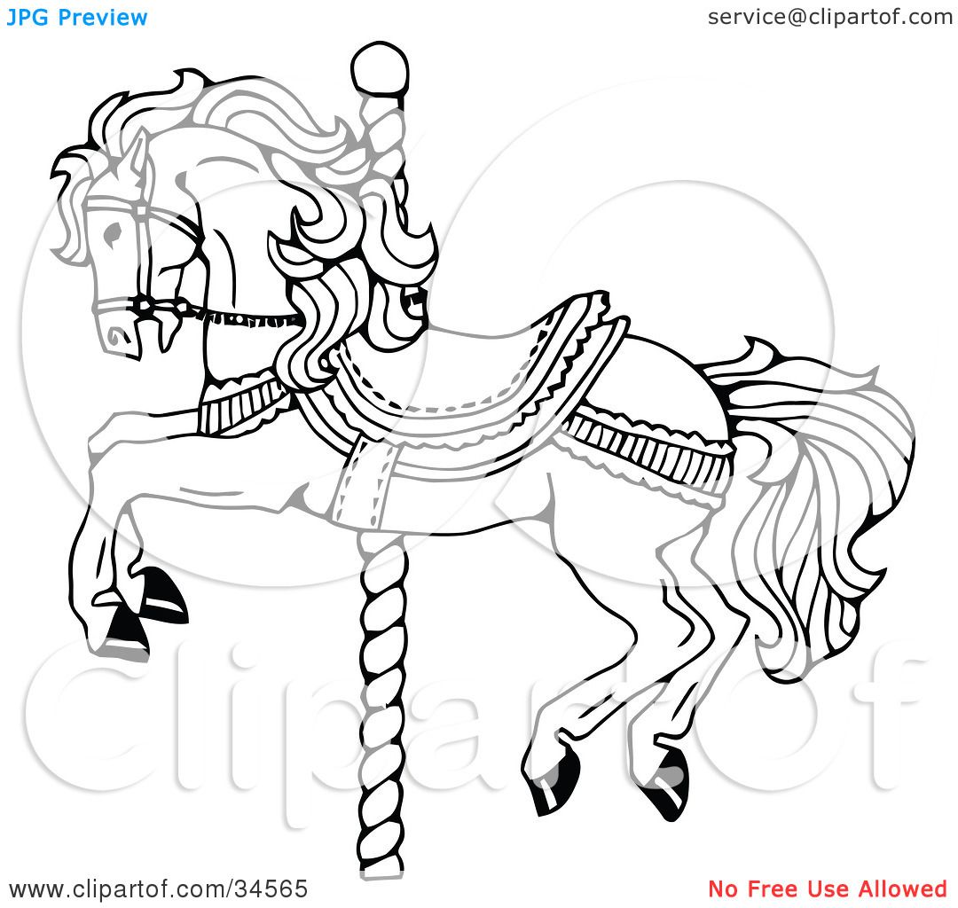 Illustration of a horse. Carousel clipart pole