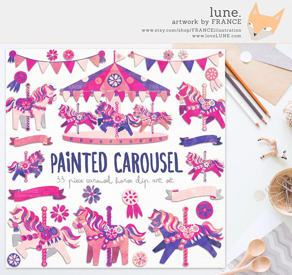 carousel clipart watercolor