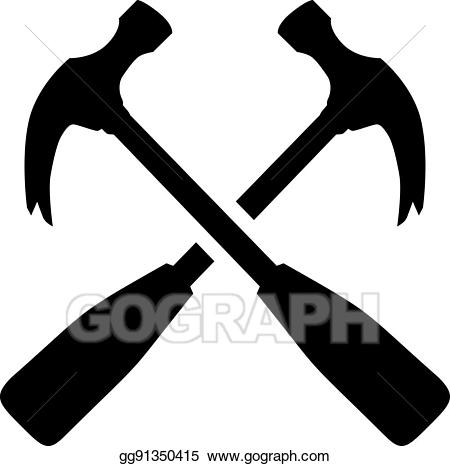 Carpenter clipart silhouette. Vector stock hammer tools