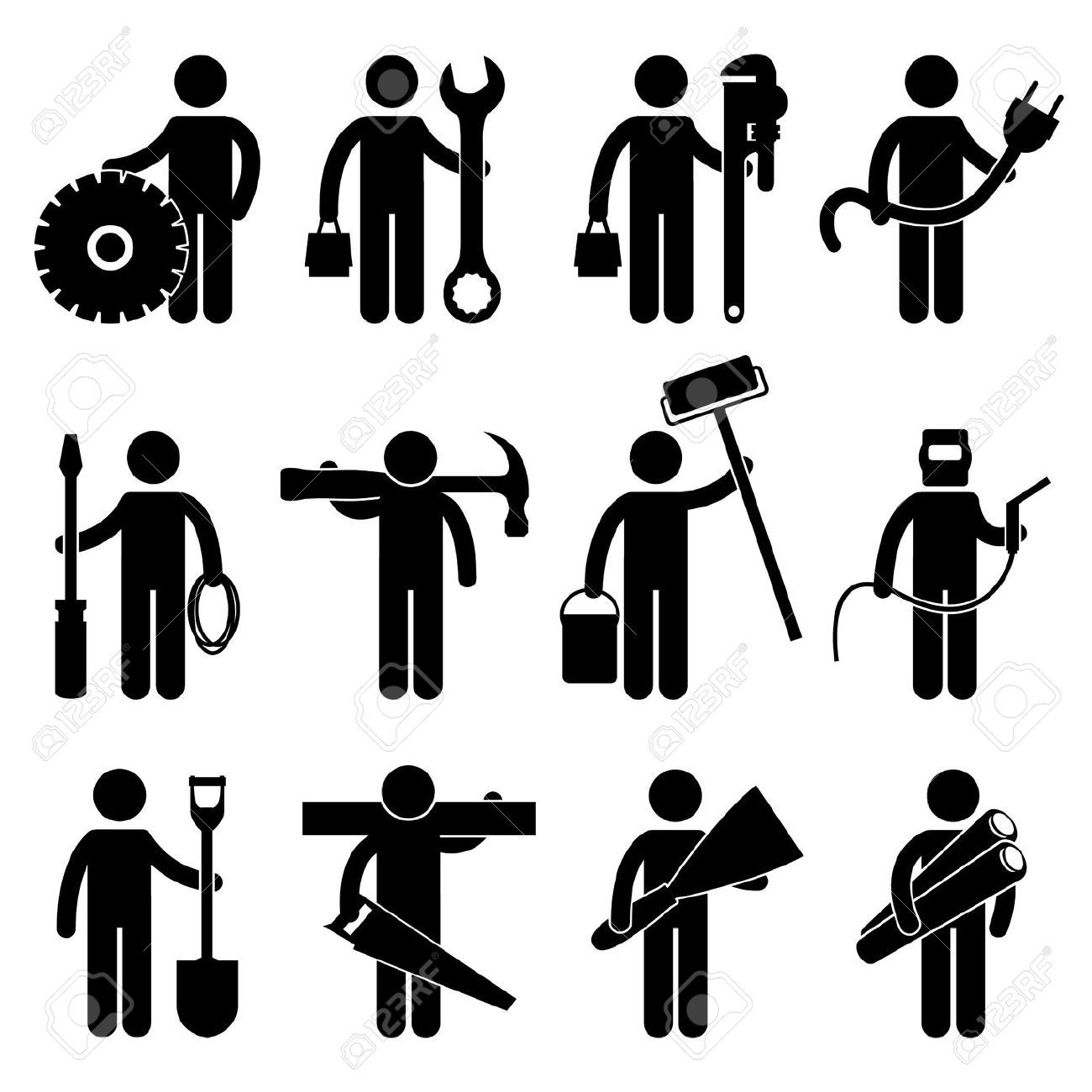 Stock vector art pictogram. Carpentry clipart remodel