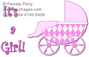 Carriage clipart baby girl. Clip art image of