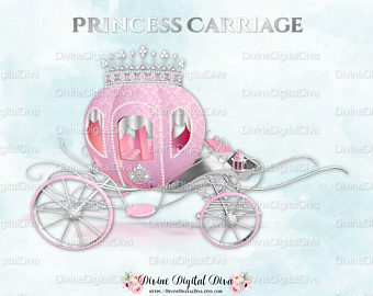 Crown etsy pink princess. Carriage clipart silver