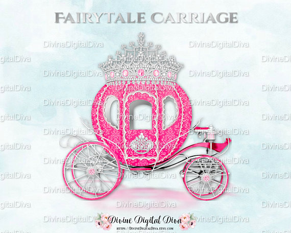 Pink prince princess cinderella. Carriage clipart silver